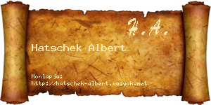 Hatschek Albert névjegykártya